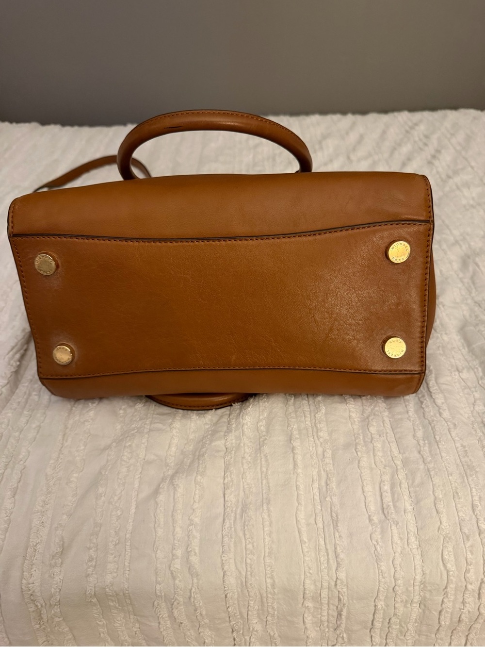Michael Kors Cognac Leather Satchel with Gold Tone Hardware - Picture 6 of 8